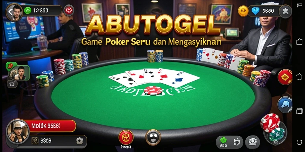 Tampilan gameplay ABUTOGEL yang seru dan interaktif di meja poker.