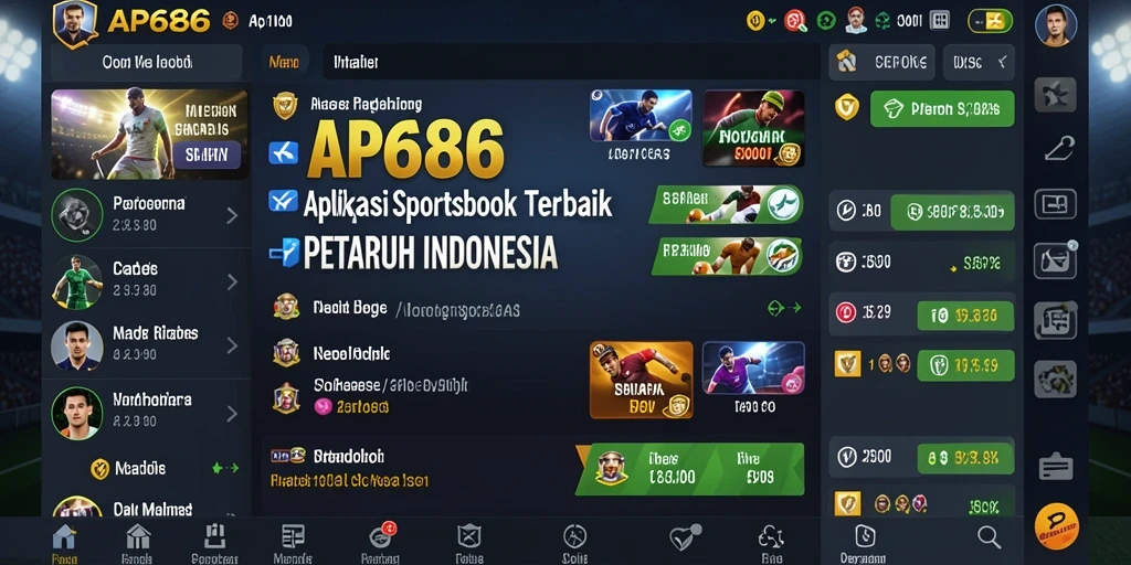 Screenshot utama AP686 menampilkan antarmuka taruhan olahraga yang menarik.