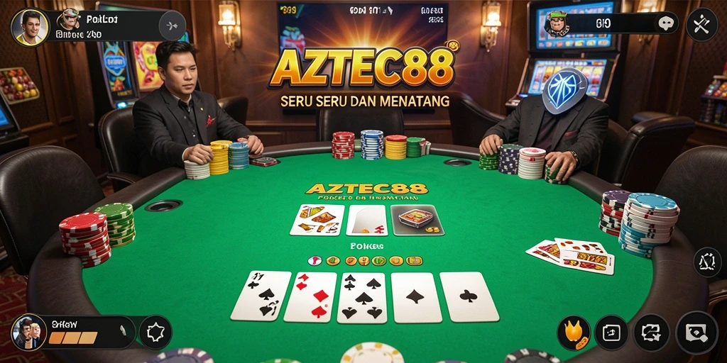 Tampilan menarik dari gameplay Poker di AZTEC88.