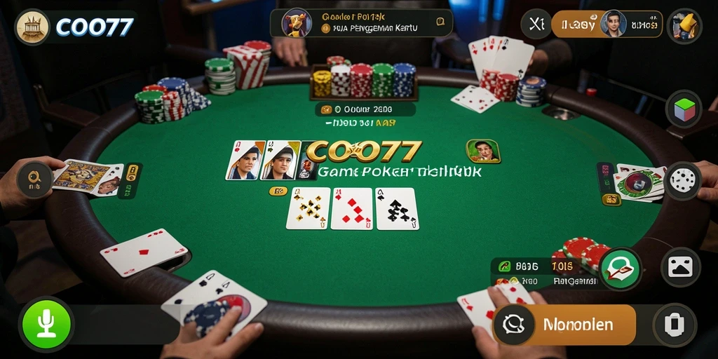 Tampilan screenshot utama COO77 menunjukkan gameplay poker yang menarik dan interaktif.