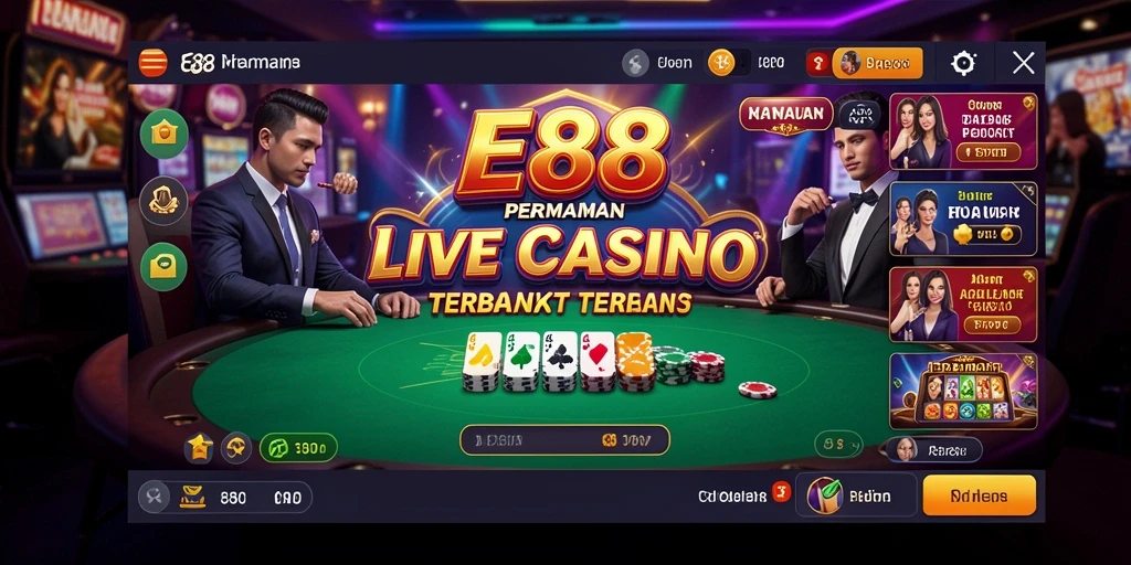 Tampilan permainan E88 dengan dealer Live Casino yang profesional.