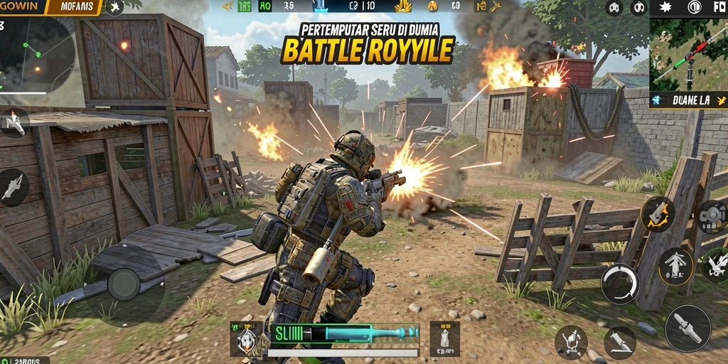 Tangkapan layar GOWIN yang menampilkan aksi pertempuran Battle Royale.