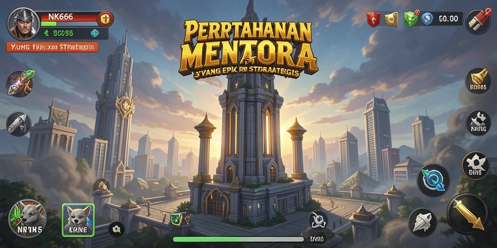 Gameplay NK666 yang menegangkan saat mempertahankan menara dari serangan musuh.