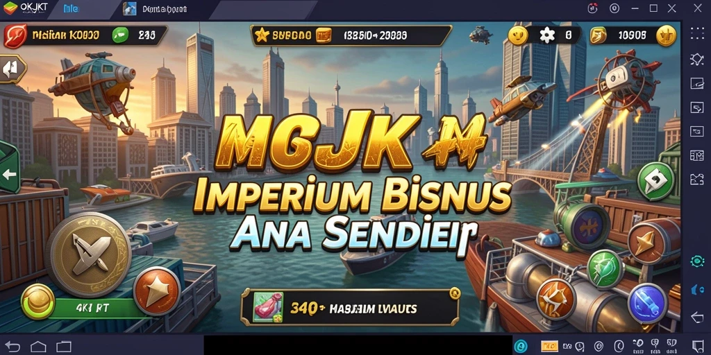 Screenshot gameplay OKJKT yang menunjukkan interaksi bisnis yang dinamis.