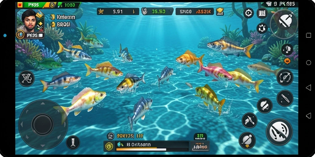 Screenshot menunjukkan aksi menembak ikan yang mendebarkan di PK95.