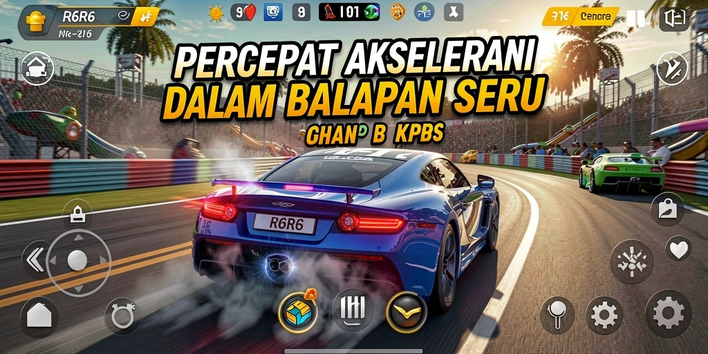 Gameplay Racing seru dalam R6R6 dengan lintasan menantang.