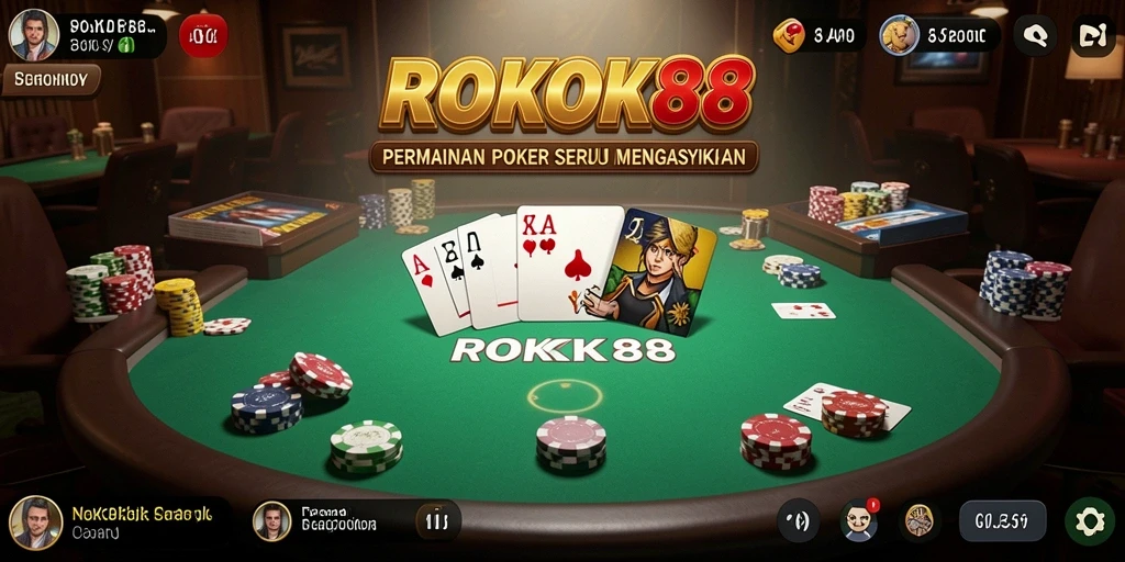 Tampilan gameplay seru ROKOK88 dengan variasi poker.