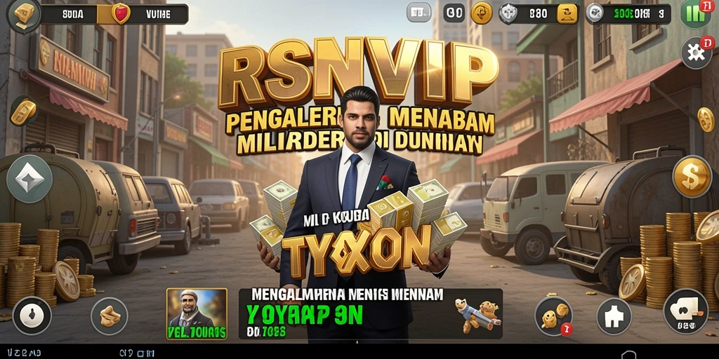 Screenshot utama RSNVIP menampilkan gameplay seru membangun kerajaan bisnis Tycoon.